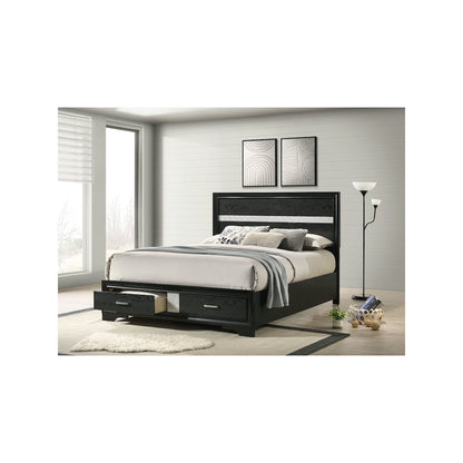 Miranda 51-inch Wood Queen Storage Panel Bed Black
