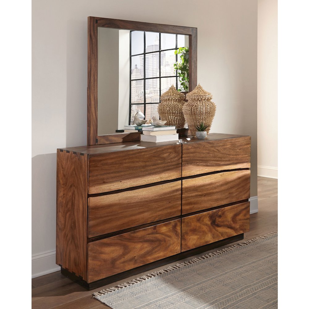 Winslow 6-drawer Dresser with Mirror Smokey Walnut