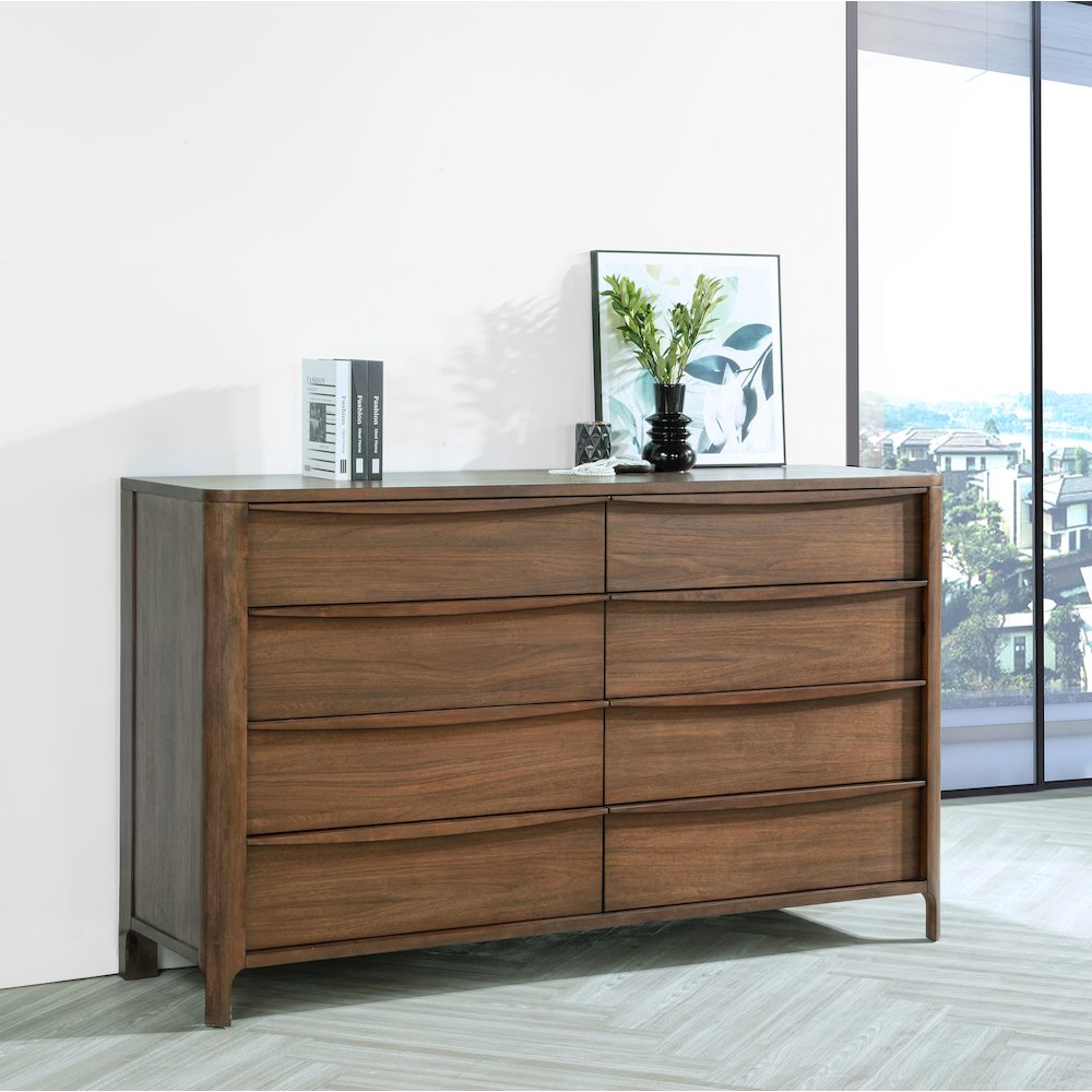 Maderia 8-drawer Dresser Cabinet Walnut