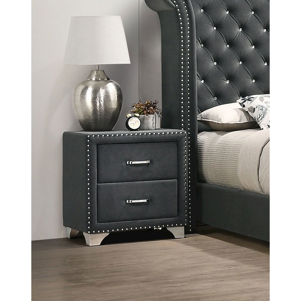 Melody Upholstered 2-drawer Nightstand Grey