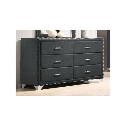 Melody 6-drawer Upholstered Dresser Grey