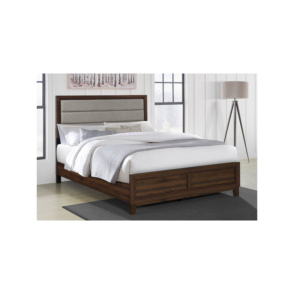 Welsley 50-inch Upholstered Queen Bed Walnut