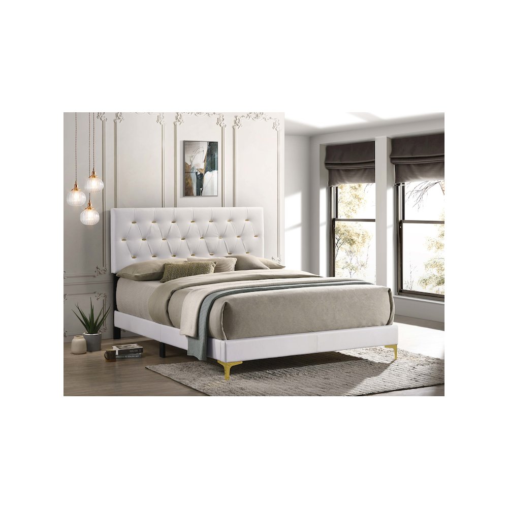 Kendall Upholstered Eastern King Panel Bed White