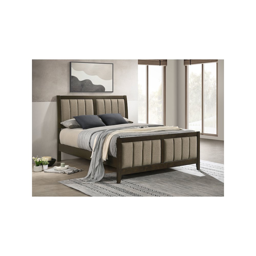 Wilkes 51-inch Upholstered Queen Bed Dark Cocoa