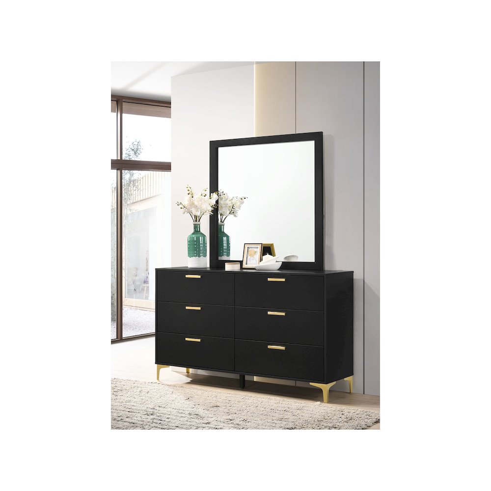 Kendall 6-drawer Dresser with Mirror Black