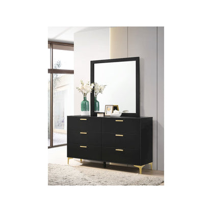 Kendall 6-drawer Dresser with Mirror Black