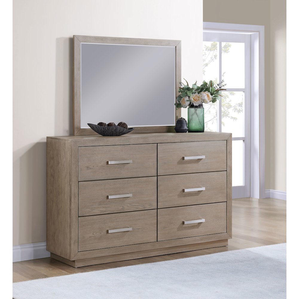 Kenora 6-drawer Dresser and Mirror Barley Brown