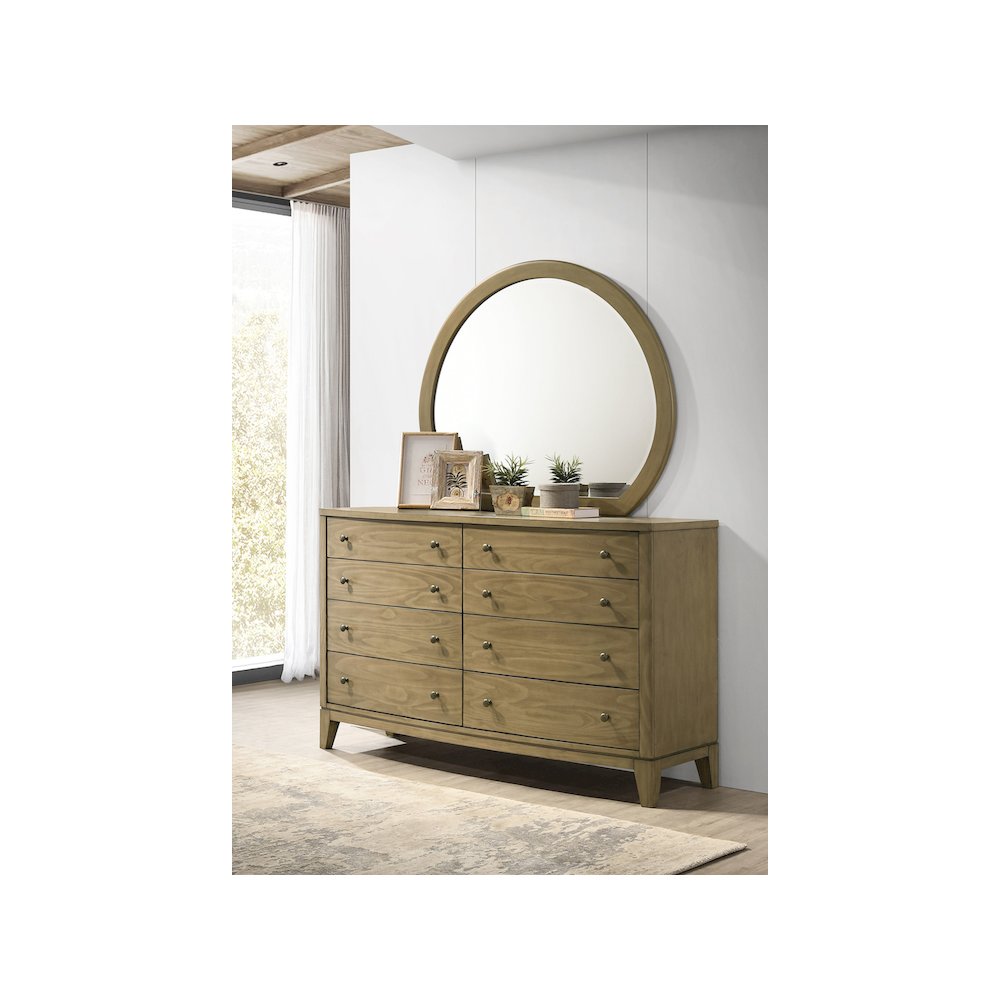 Granada 8-drawer Dresser and Mirror Natural Pine