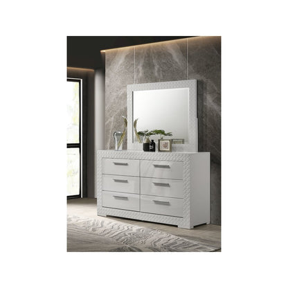 Ives 6-drawer Dresser and Mirror White High Gloss