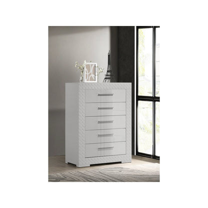 Ives 5-drawer Bedroom Chest of Drawers White High Gloss
