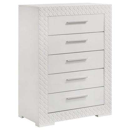 Ives 5-drawer Bedroom Chest of Drawers White High Gloss