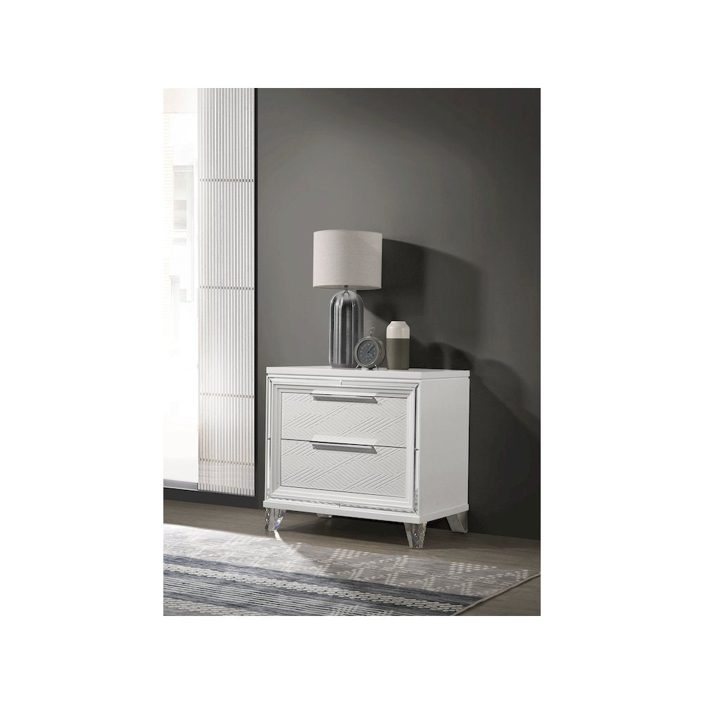Marmore 2-drawer Nightstand Bedside Table White