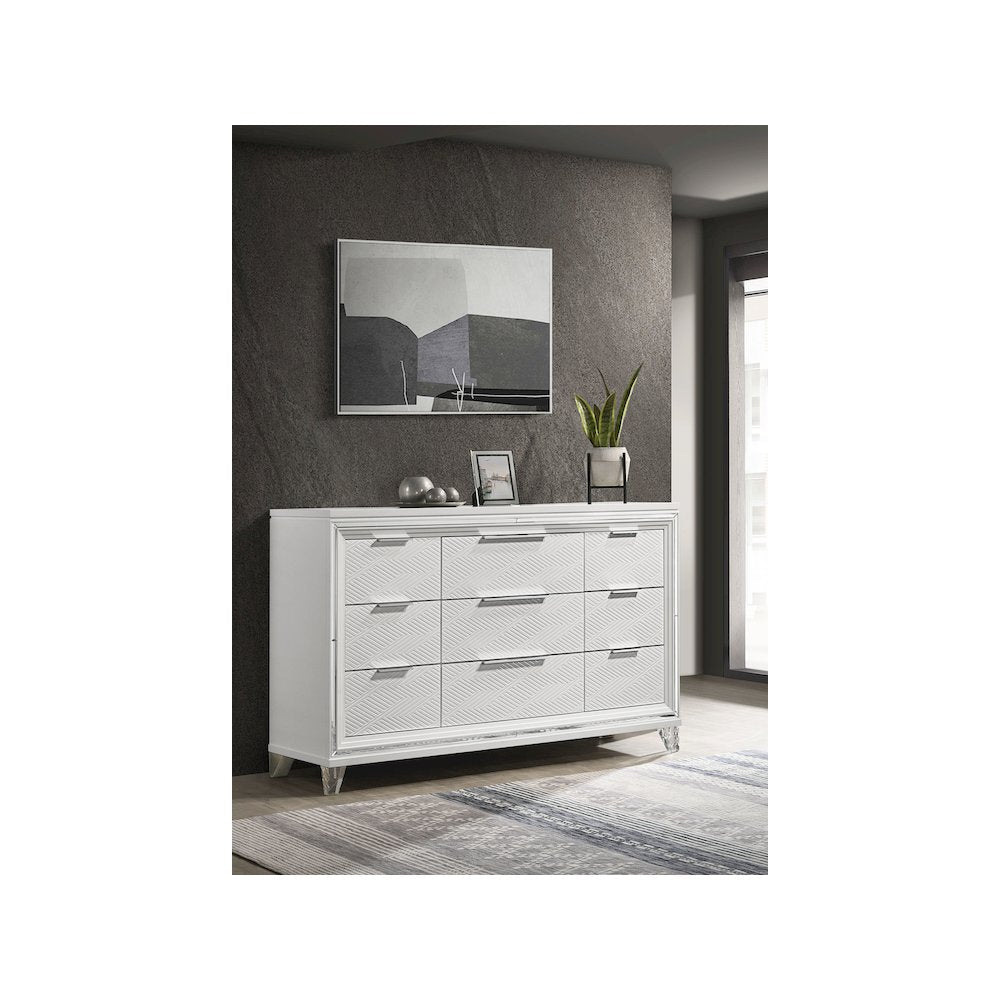 Marmore 9-drawer Dresser Cabinet White