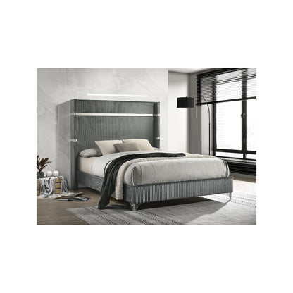 Lucia 61-inch Upholstered Queen Wingback Bed Grey