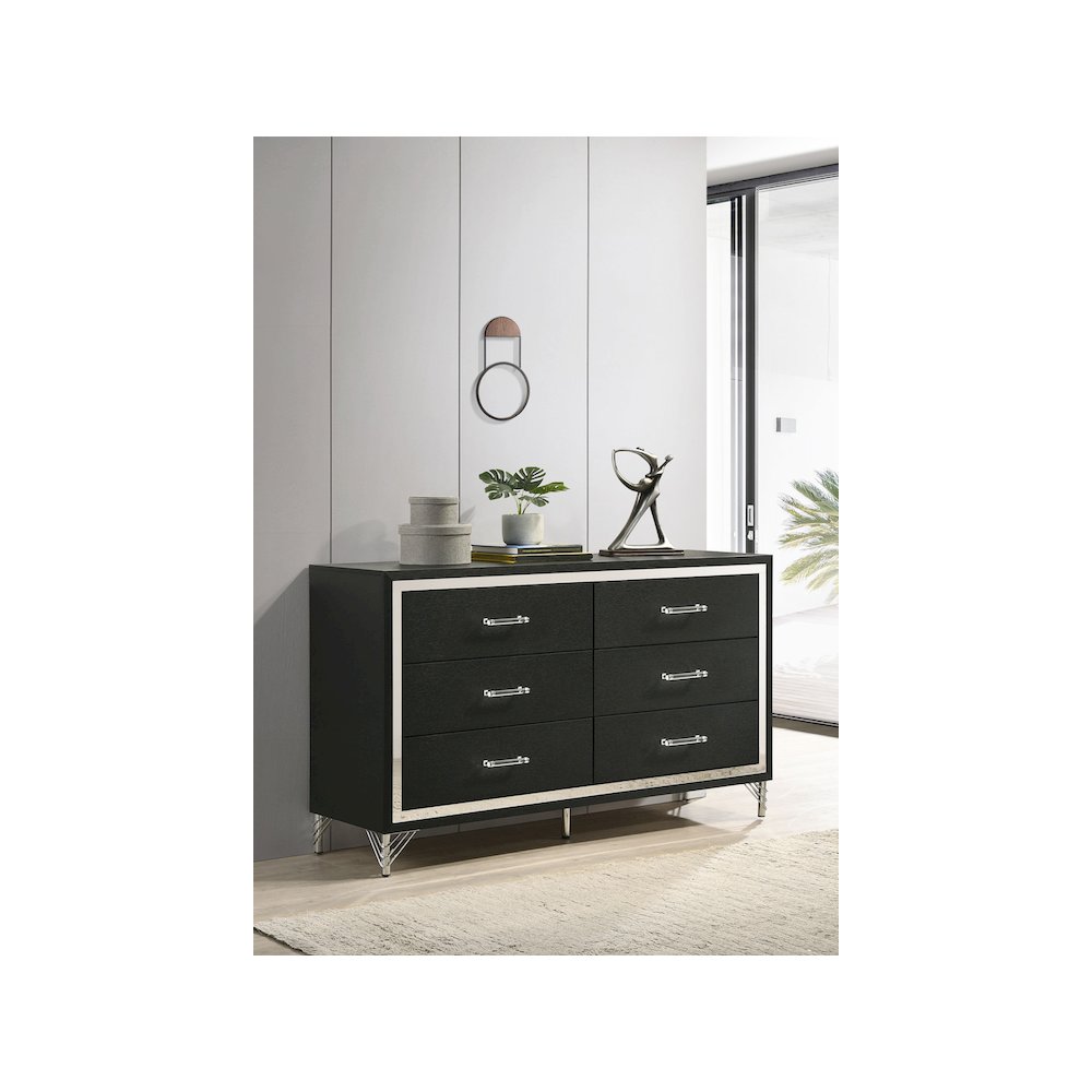 Lucia 6-drawer Dresser Cabinet Black