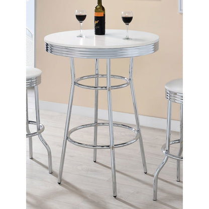 Retro Round 30-inch 1950's Bistro Pub Height Bar Table White