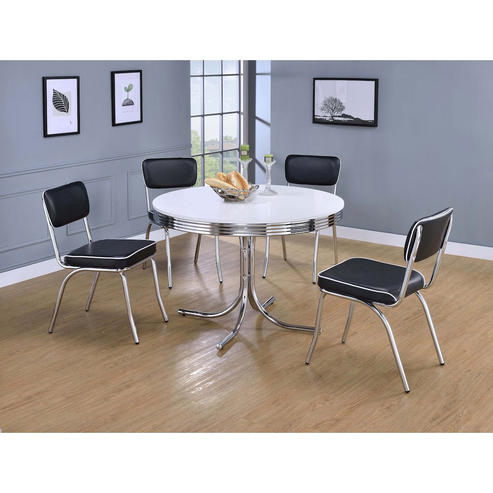 Retro 5-piece Round Dining Table Set White and Black