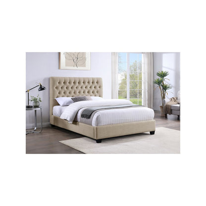 Chloe Upholstered Full Panel Bed Oatmeal