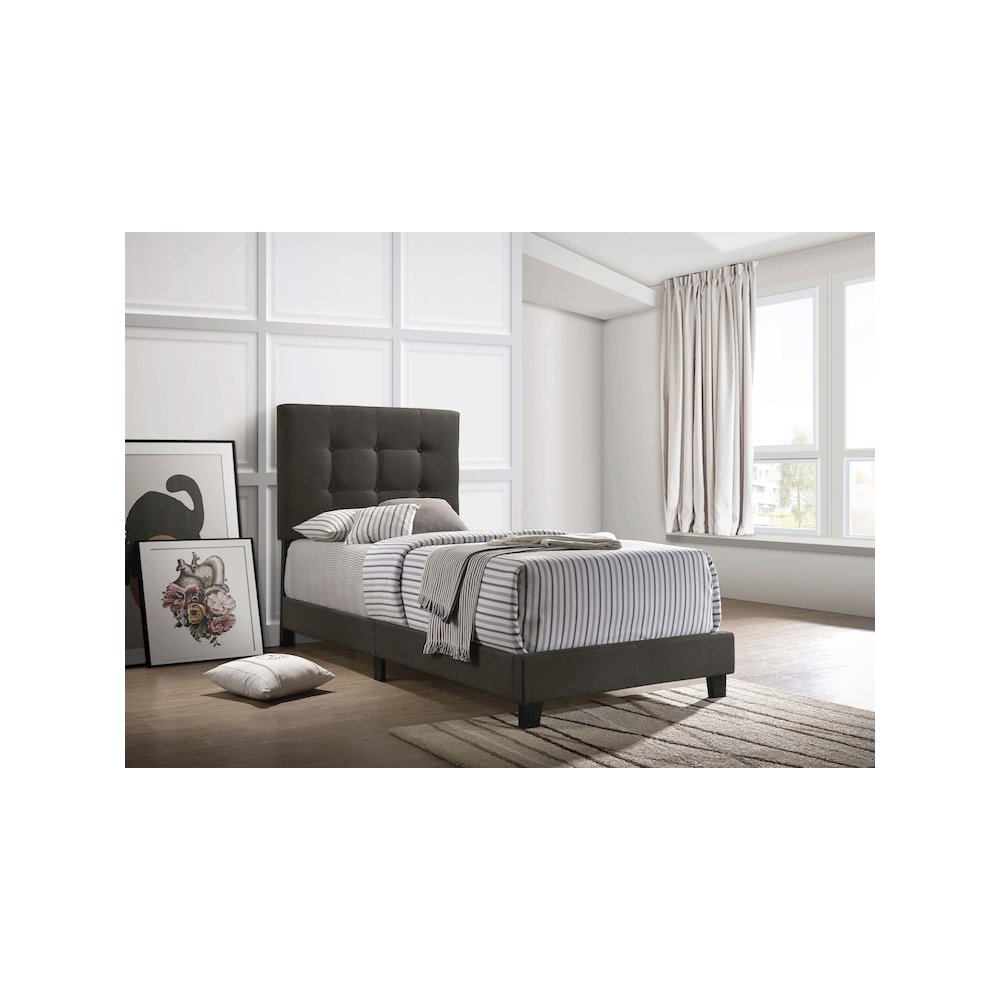 Mapes Upholstered Twin Panel Bed Charcoal