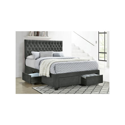 Soledad Upholstered Queen Storage Panel Bed Grey