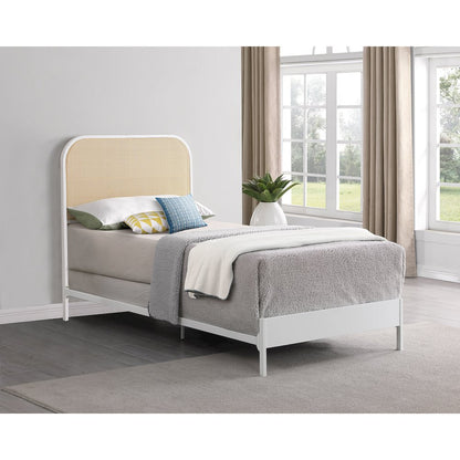 Amherst Radio Weave Rattan Metal Twin Bed White