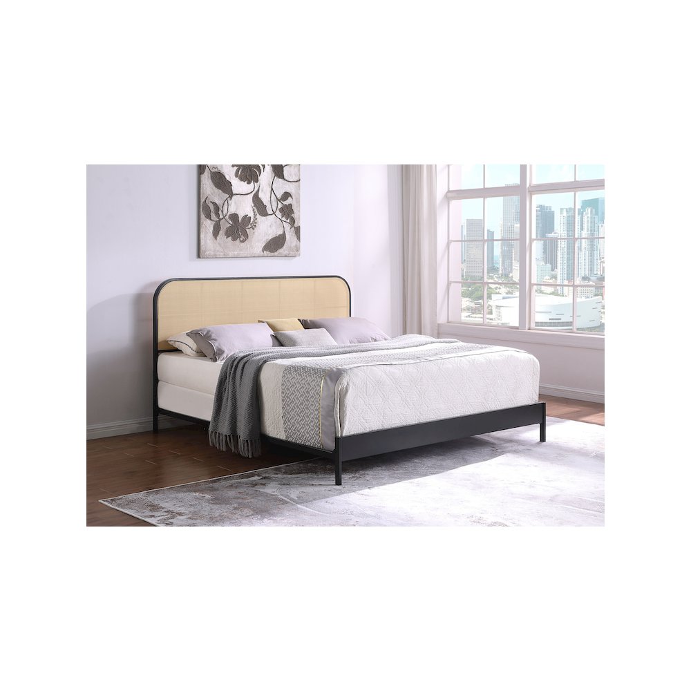 Amherst Radio Weave Rattan Metal Eastern King Bed Black