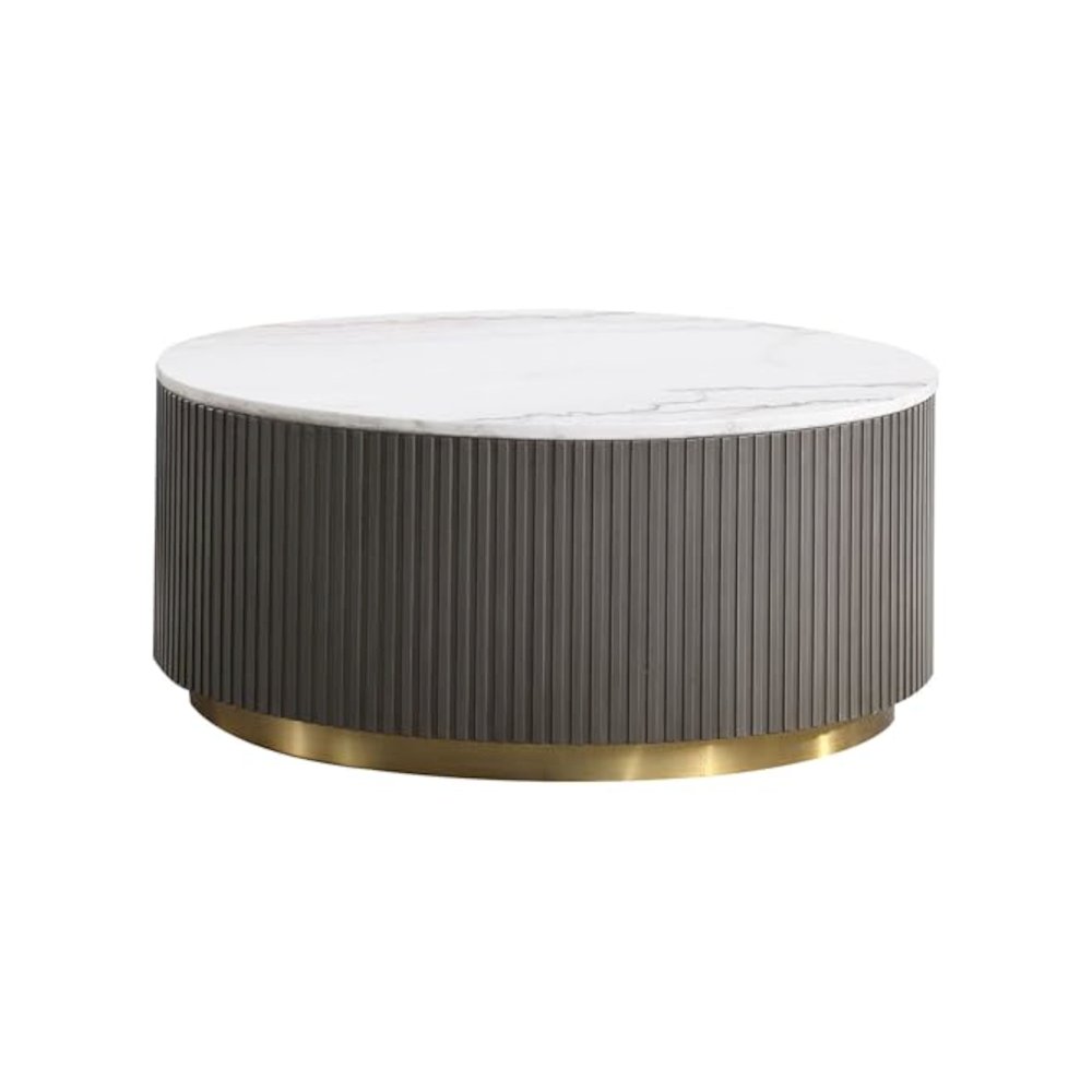 Jason 2-piece Round Marble Coffee and End Table Set White