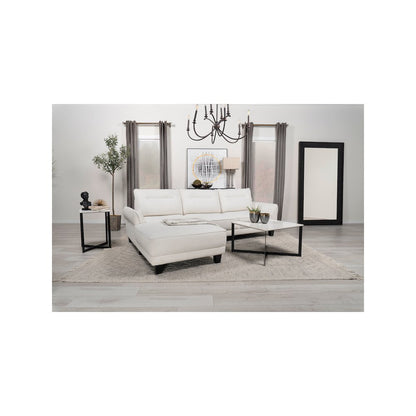 Caspian Upholstered Curved Arm Chaise Sectional Sofa White