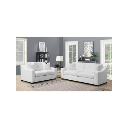 Ashlyn 2-piece Upholstered Sloped Arm Sofa Set White