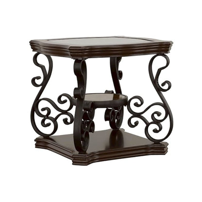 Laney 3-piece Glass Top Coffee and End Table Set Dark Merlot