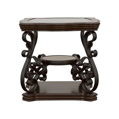 Laney 3-piece Glass Top Coffee and End Table Set Dark Merlot