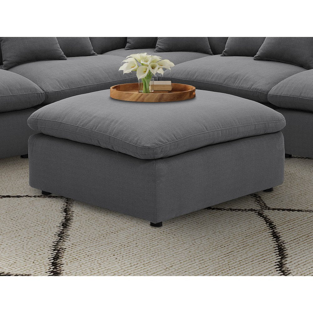 Hobson Square Upholstered Ottoman Charcoal