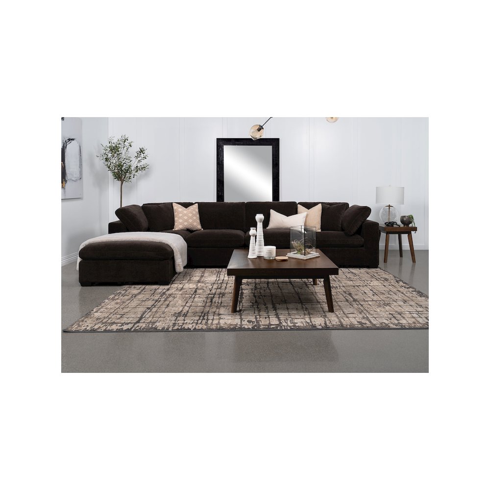 Lakeview 5-piece Upholstered Modular Sectional Chocolate