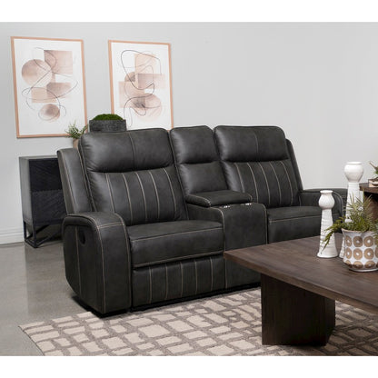 Raelynn Upholstered Track Arm Motion Loveseat Grey