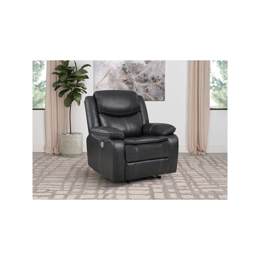 Sycamore Upholstered Power Recliner Chair Dark Grey