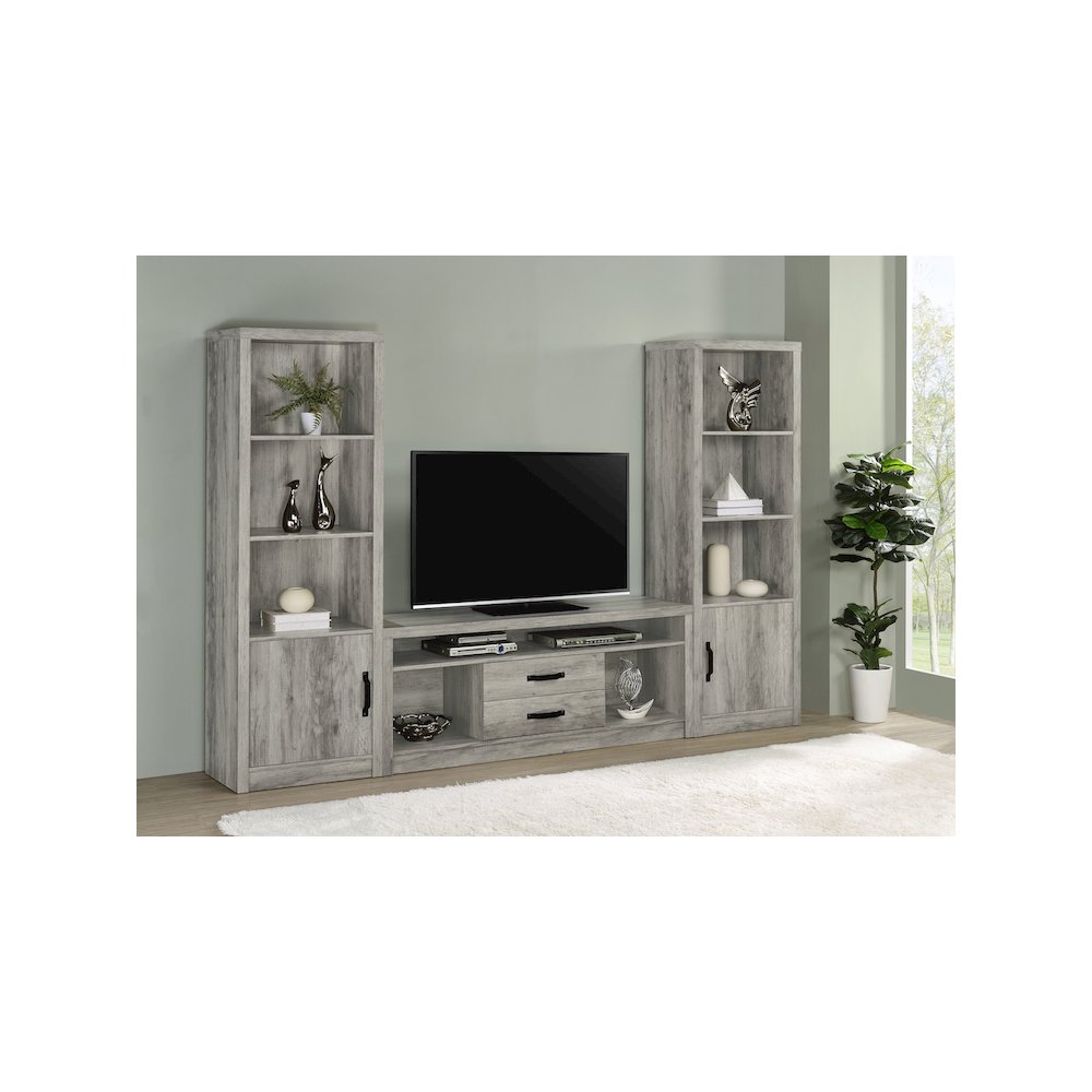 Burke 3-piece 59" TV Entertainment Center Grey Driftwood