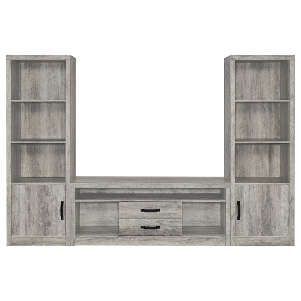 Burke 3-piece 59" TV Entertainment Center Grey Driftwood