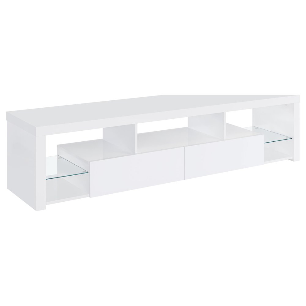 Jude 2-drawer Engineered Wood 71" TV Stand High Gloss White