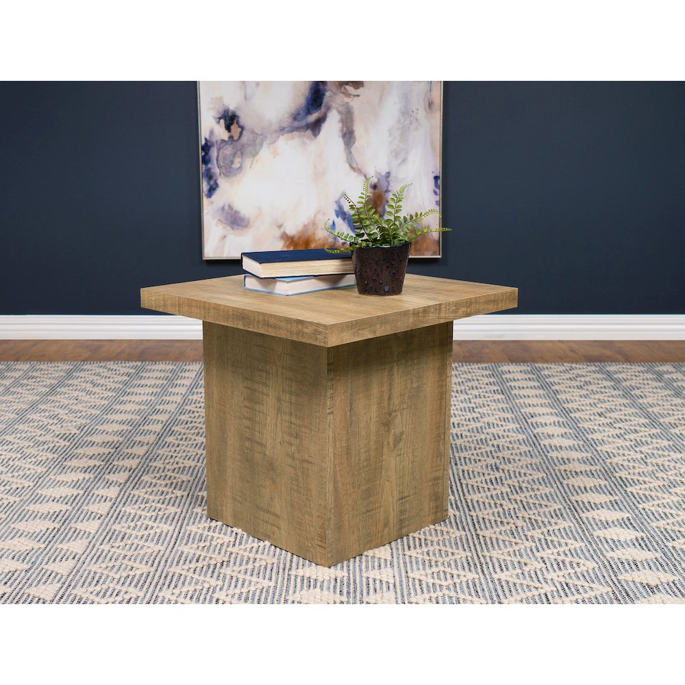 Devar Square Engineered Wood End Table Mango Brown