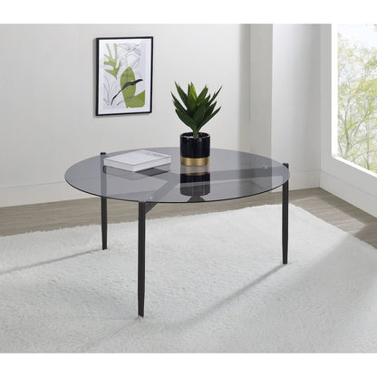 Rosalie Round Smoked Glass Top Coffee Table Sandy Black