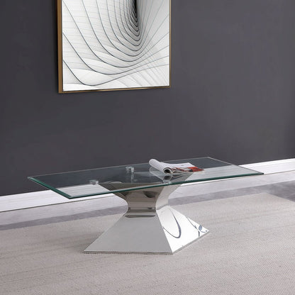 Jenny Glass Top Stainless Steel Coffee Table Chrome
