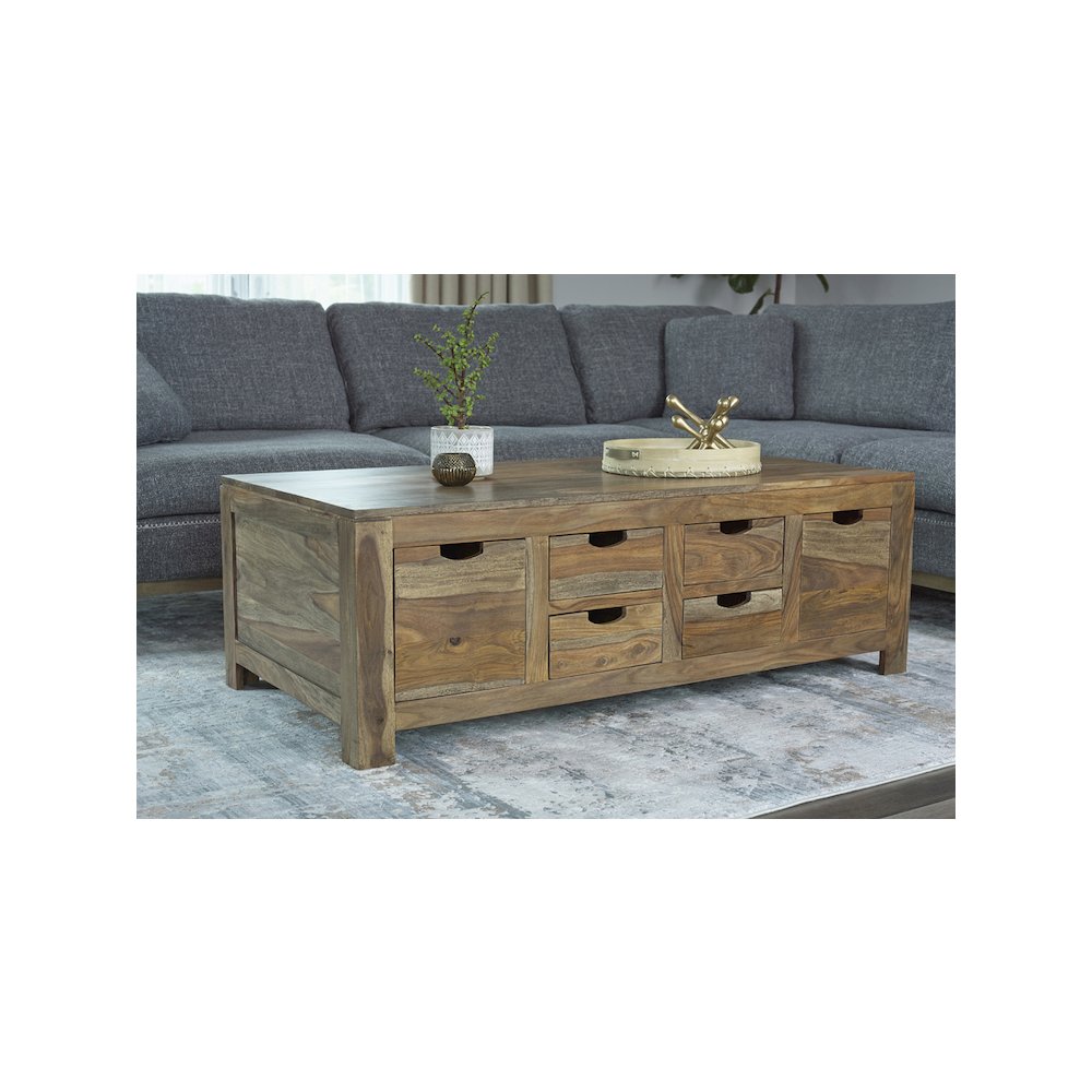 Esther 6-drawer Solid Wood Coffee Table Natural Sheesham