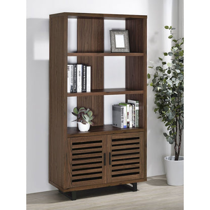 Maddox 71-inch 3-shelf Cabinet Bookcase Walnut