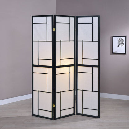 Damis 3-Panel Room Divider Folding Shoji Screen Black