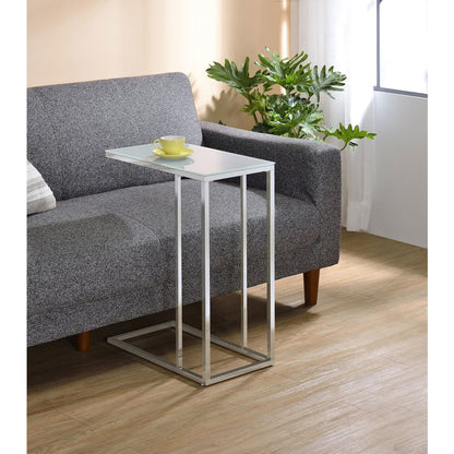 Stella Glass Top C-Shaped Sofa Side Table Chrome