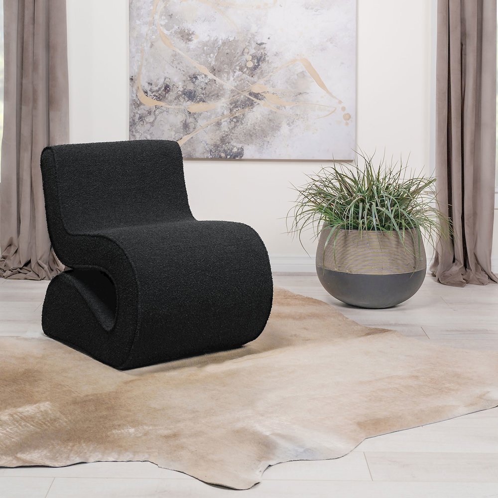 Ronea Boucle Upholstered Armless Curved Chair Charcoal