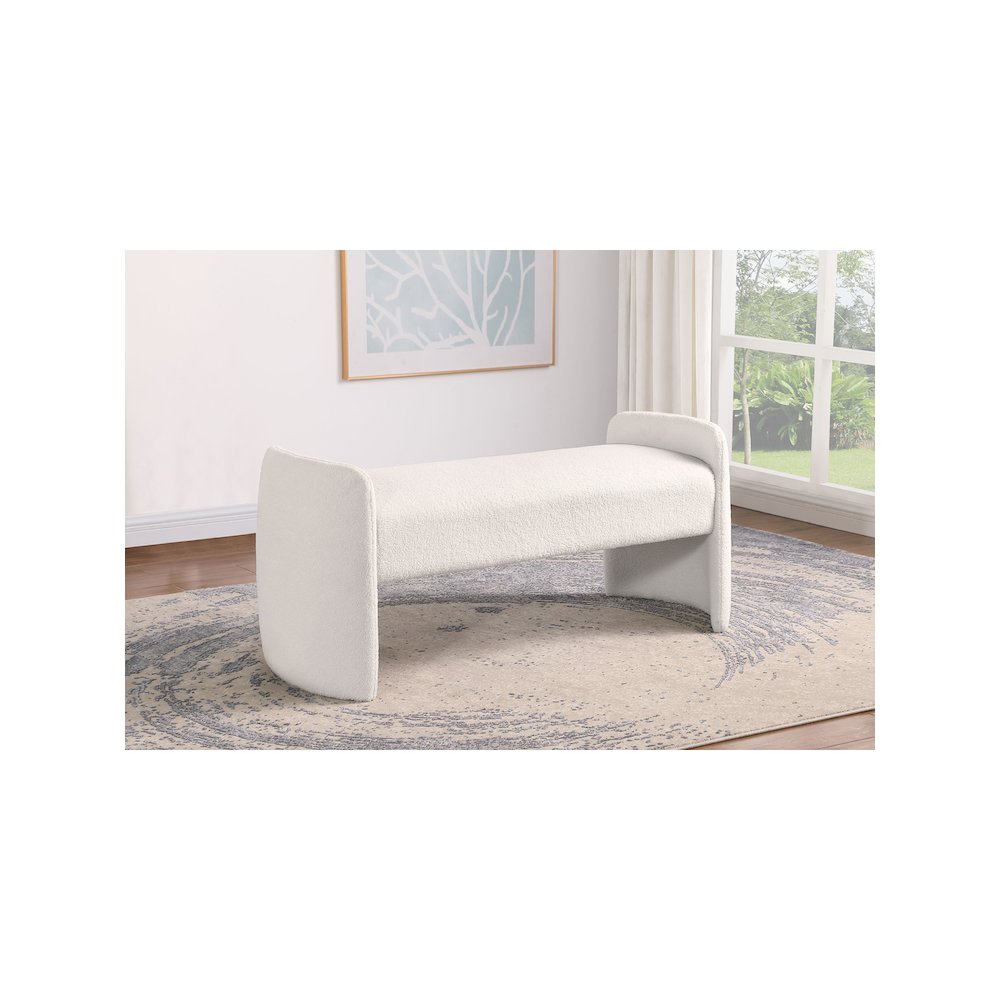 Peoria Velvet Upholstered Accent Bench Ivory