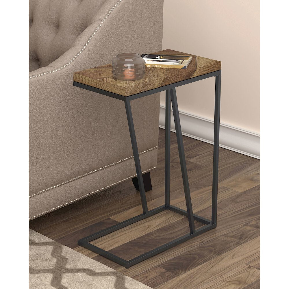 Sergio Engineered Wood C-Shaped Side Table Rustic Tobacco