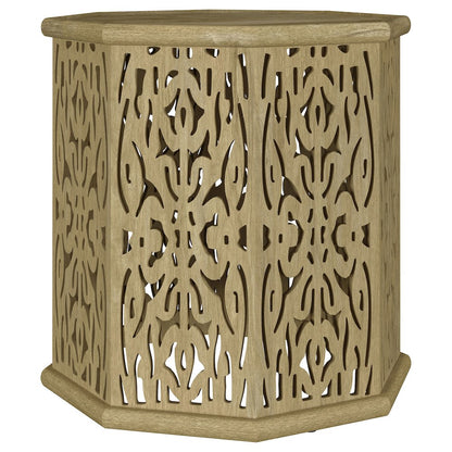 Torres Octagonal Solid Mango Wood Side Table Natural Brown