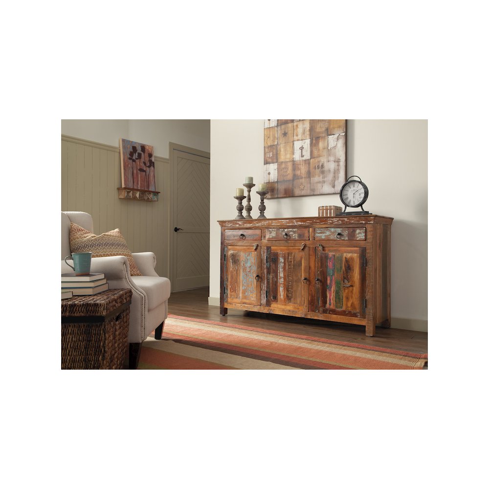 Harper 3-door Solid Reclaimed Wood Accent Cabinet Brown